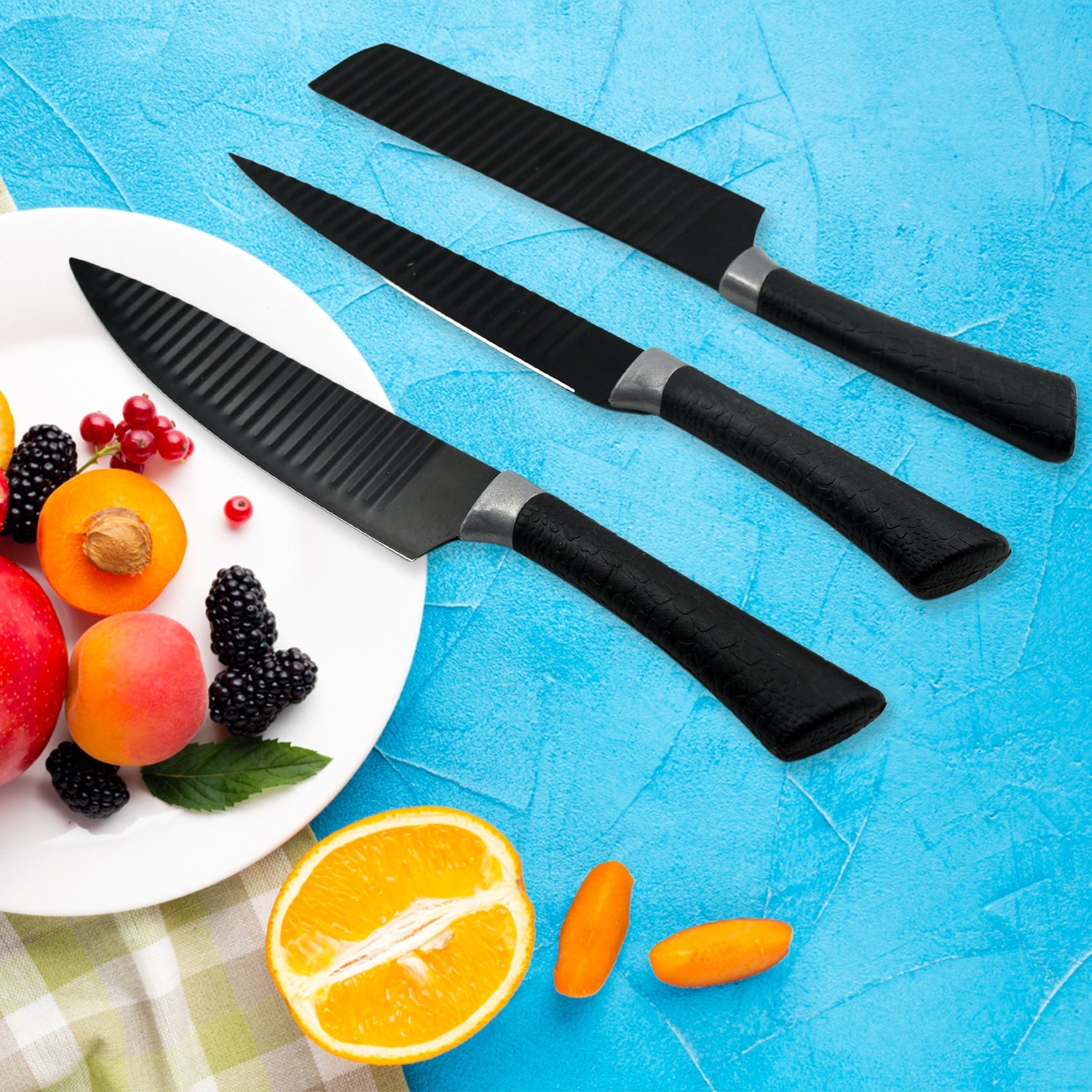 5629 6 Pieces Professional Kitchen Knife Set, Meat Knife, Chef's Knife with Non-Slip Handle for Home, Kitchen and Restaurant with Chef Peeler and Scissor (Stainless Steel / 6 Pcs Set) 5629 6 Pieces Professional Kitchen Knife Set, Meat Knife, Chef's Knife with Non-Slip Handle for Home, Kitchen and Restaurant with Chef Peeler and Scissor (Stainless Steel / 6 Pcs Set)